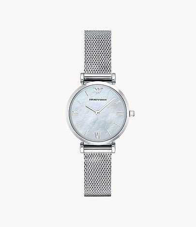 Emporio Armani Gianni T Bar Mother of Pearl Dial Stainless Steel Strap Watch For Women - AR1955 Watches Emporio Armani   