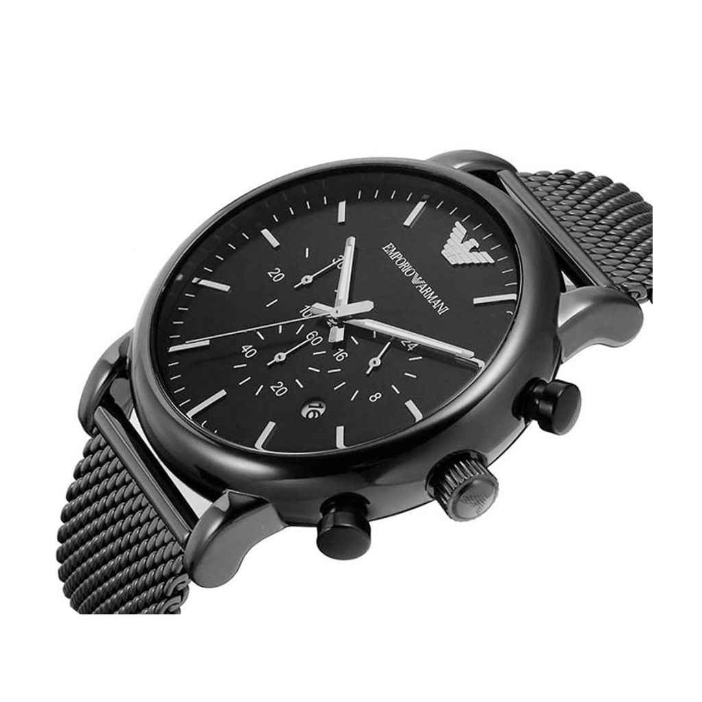 Emporio Armani Sport Chronograph Black Dial Black Mesh Bracelet Watch For Men - AR1968 Watches Emporio Armani   