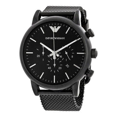 Emporio Armani Sport Chronograph Black Dial Black Mesh Bracelet Watch For Men - AR1968 Watches Emporio Armani   