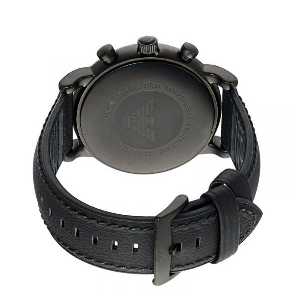 Emporio Armani Luigi Chronohraph Black Dial Black Leather Strap Watch For Men - AR1970 Watches Emporio Armani   