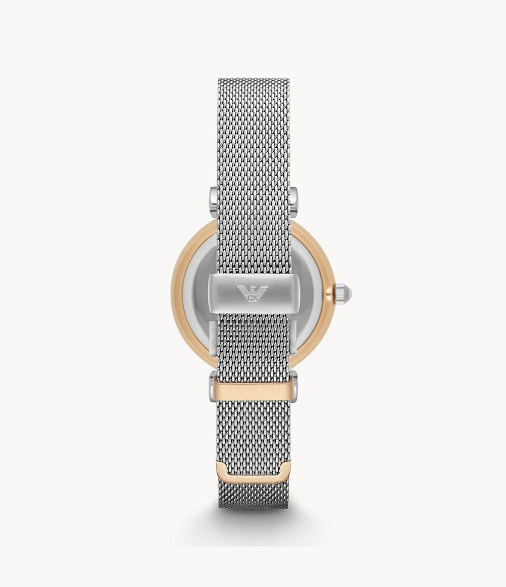 Emporio Armani Gianni T Bar Mother of Pearl Dial Silver Mesh Bracelet Watch For Women - AR2068 Watches Emporio Armani   