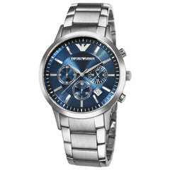 Emporio Armani Renato Chronograph Blue Dial Stainless Steel Strap Watch For Men - AR2448 Watches Emporio Armani   