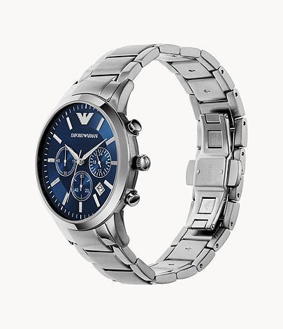 Emporio Armani Renato Chronograph Blue Dial Stainless Steel Strap Watch For Men - AR2448 Watches Emporio Armani   