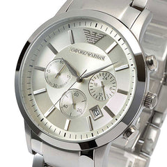 Emporio Armani Renato Chronograph Cream Dial Stainless Steel Dial Watch For Men - AR2458 Watches Emporio Armani   