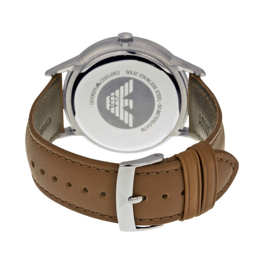 Emporio Armani Renato Silver Dial Brown LeatherStrap Watch For Men - AR2463 Watches Emporio Armani   