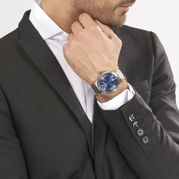 Emporio Armani Renato Blue Dial Silver Stainless Steel Strap Watch For Men - AR2477 Watches Emporio Armani   