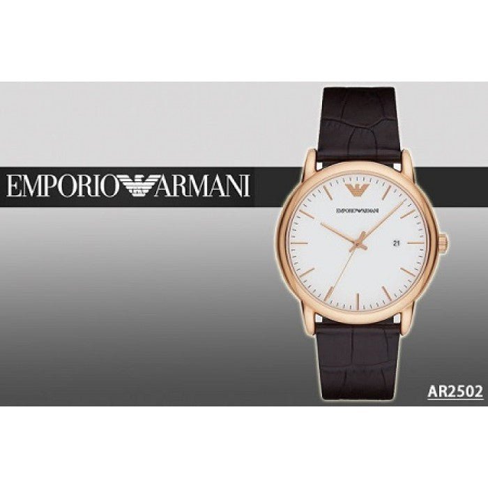 Emporio Armani Luigi White Dial Brown Leather Strap Watch For Men - AR2502 Watches Emporio Armani   