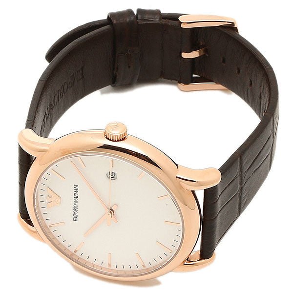 Emporio Armani Luigi White Dial Brown Leather Strap Watch For Men - AR2502 Watches Emporio Armani   