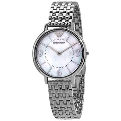 Emporio Armani Mother of Pearl Dial Silver Stainless Steel Watch For Women - AR2507 Watches Emporio Armani   