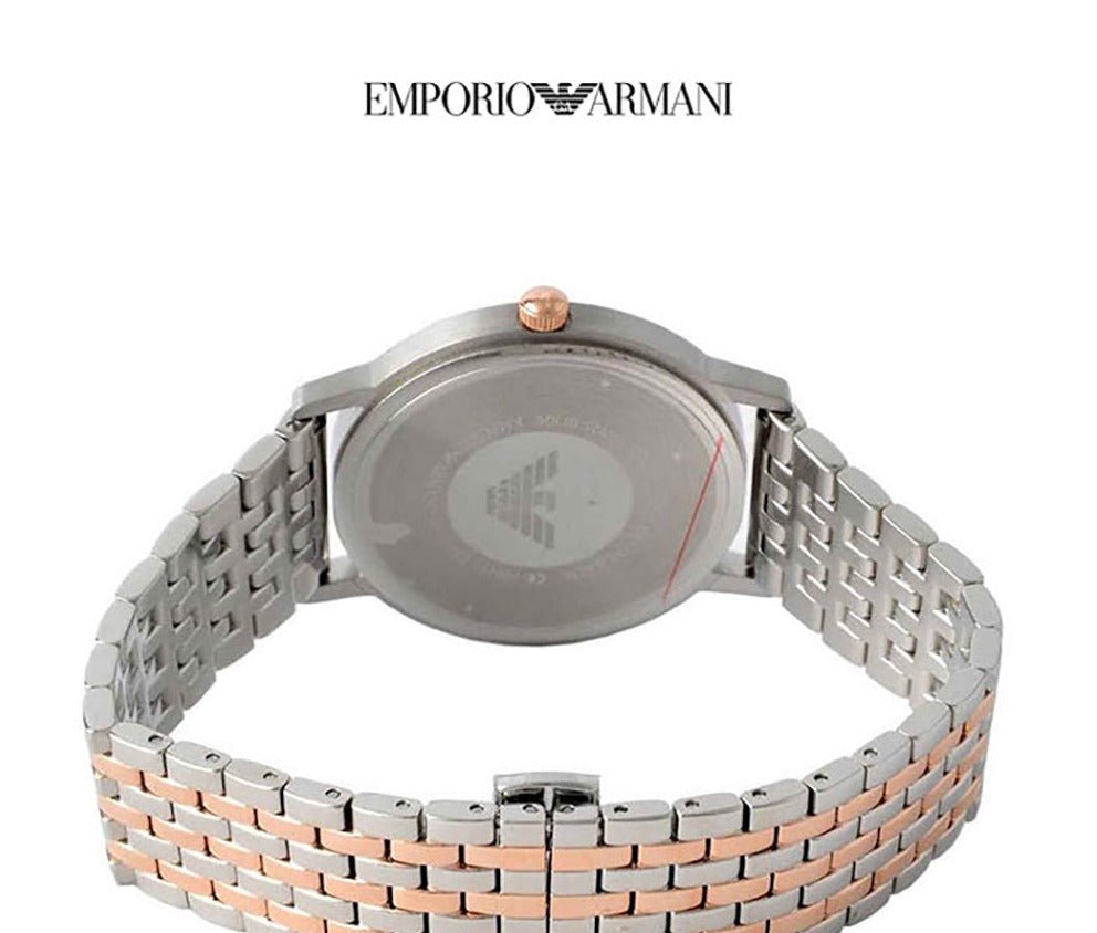 Emporio Armani Gianni T Bar Mother of Pearl Dial Two Tone Stainless Steel Strap Watch For Women - AR2508 Watches Emporio Armani   