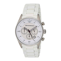 Emporio Armani Sport Chronograph White Dial White Silicone Strap Watch For Men - AR5859 Watches Emporio Armani   