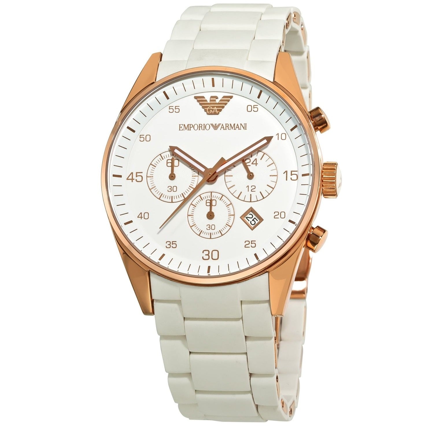 Emporio Armani Sportivo White Dial White Rubber Strap Watch For Men - AR5919 Watches Emporio Armani   