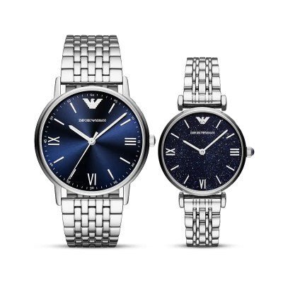 Emporio Armani Gianni T Bar Dark Blue Dial Silver Stainless Steel Watch For Women - AR11091 Watches Emporio Armani   