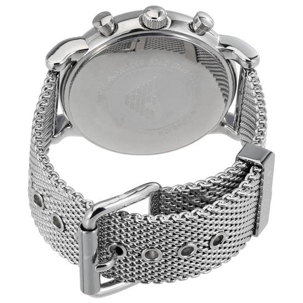 Emporio Armani Luigi Black Dial Silver Mesh Bracelet Watch For Men - AR8032 Watches Emporio Armani   