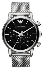 Emporio Armani Luigi Black Dial Silver Mesh Bracelet Watch For Men - AR8032 Watches Emporio Armani   