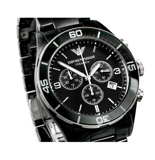 Emporio Armani Black Ceramic Chronograph Black Dial Watch For Men - AR1421 Watches Emporio Armani   