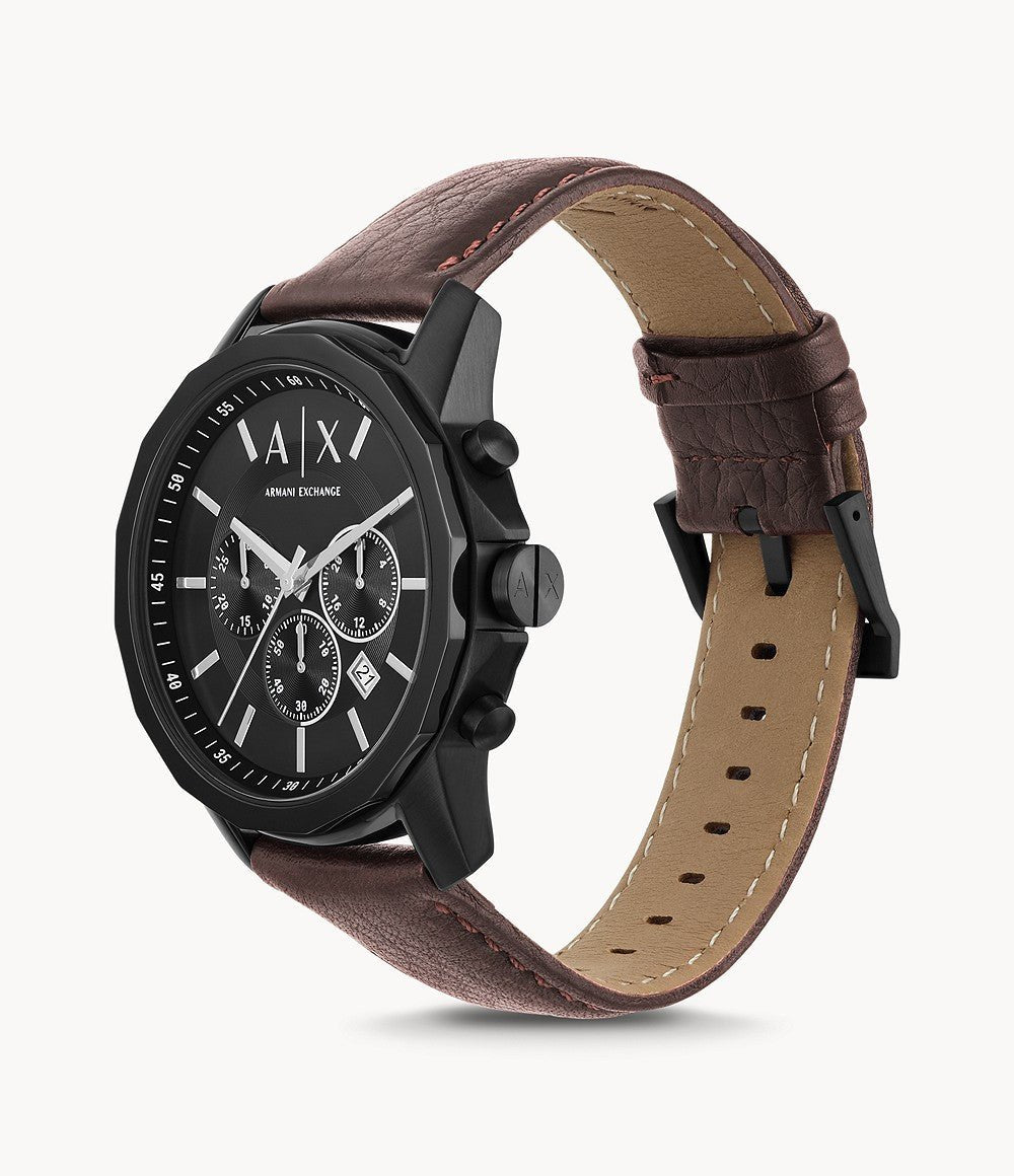 Emporio Armani Chronograph Black Dial Brown Leather Strap Watch For Men - AR11078 Watches Emporio Armani   