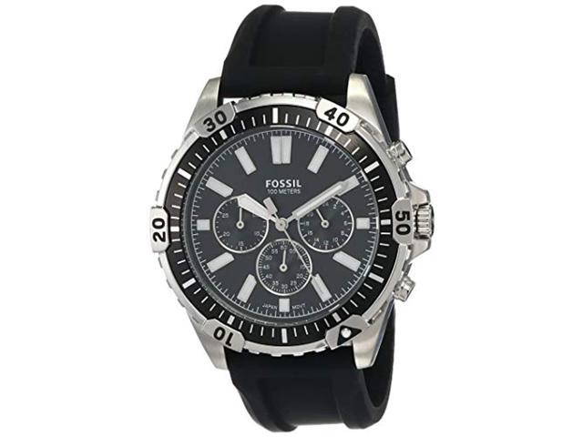 Fossil Garrett Chronograph Black Dial Black Rubber Strap Watch for Men - FS5624 Watches Fossil   