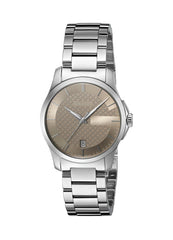 Gucci G Timeless Brown Dial Silver Steel Strap Watch For Women - YA126526 Watches Gucci   