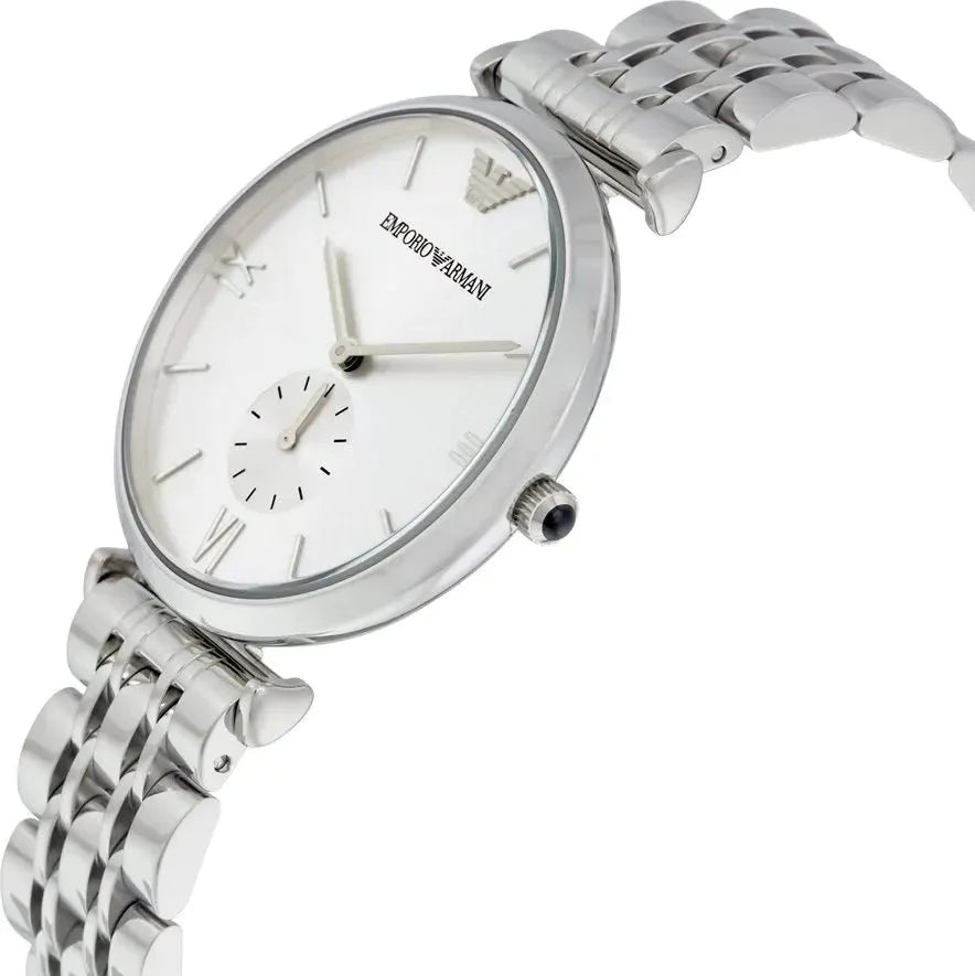 Emporio Armani Classic Silver Dial Stainless Steel Watch For Men - AR1819 Watches Emporio Armani   