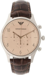 Emporio Armani Classic Chronograph Cream Dial Brown Leather Strap Watch For Men - AR1878 Watches Emporio Armani   