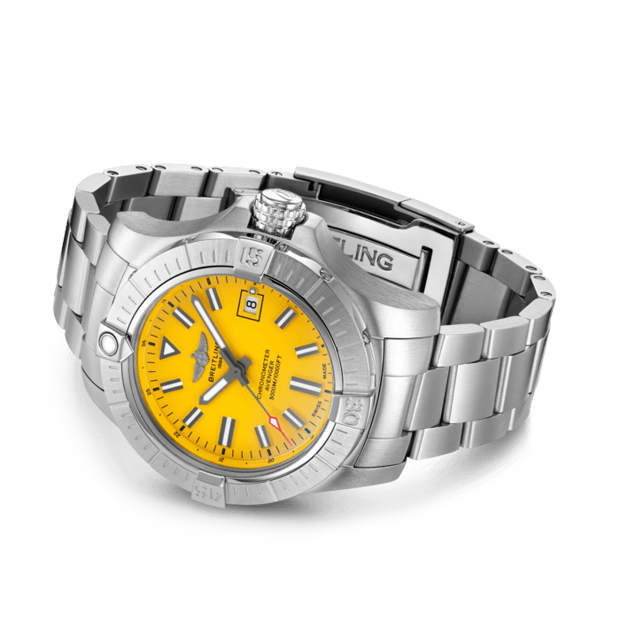 Breitling Avenger Automatic 45mm Seawolf Yellow Dial Silver Steel Strap Strap Watch for Men - A17319101/1A1 Watches Breitling   