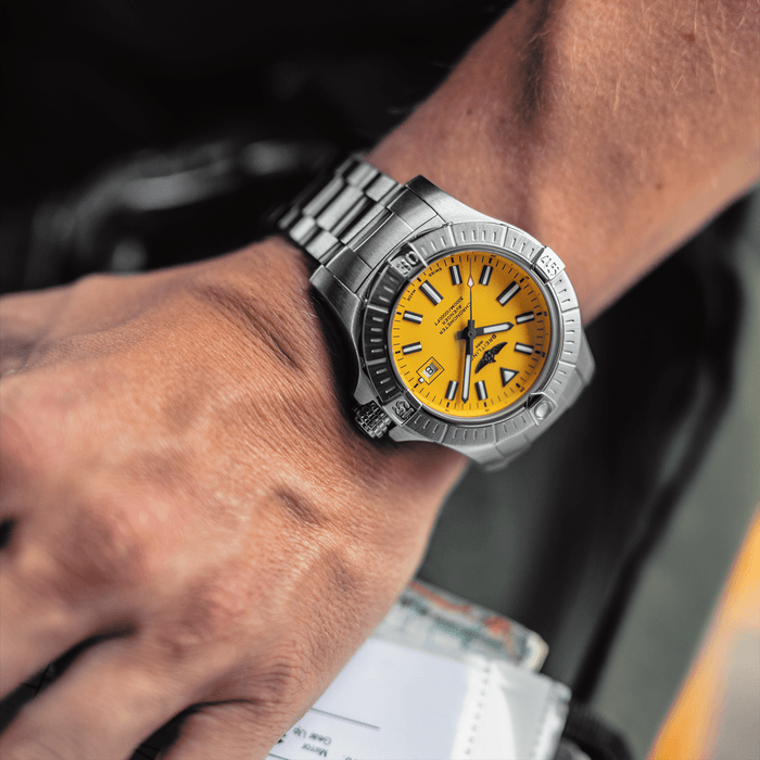 Breitling Avenger Automatic 45mm Seawolf Yellow Dial Silver Steel Strap Strap Watch for Men - A17319101/1A1 Watches Breitling   