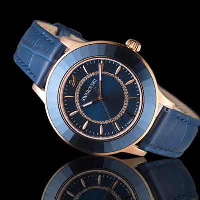Swarovski Octea Lux Blue Dial Blue Leather Strap Watch for Women - 5414413 Watches Swarovski   