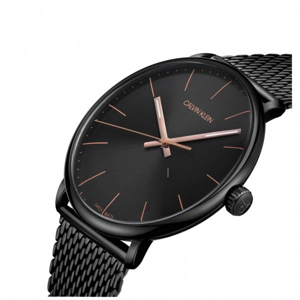 Calvin Klein High Noon Quartz Black Dial Black Mesh Bracelet Watch for Men - K8M21421 Watches Calvin Klein   