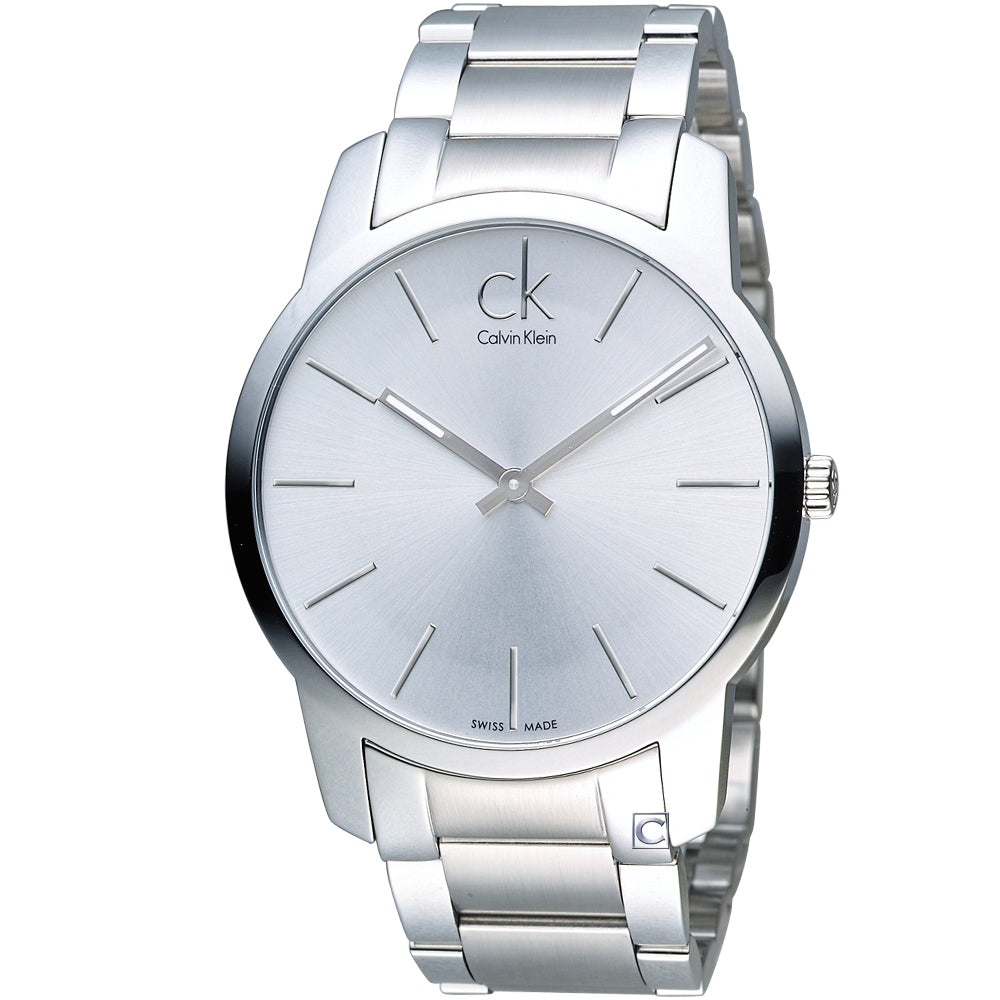 Calvin Klein City Silver Dial Silver Steel Strap Watch for Men - K2G21126 Watches Calvin Klein   