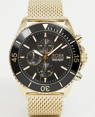 Hugo Boss Ocean Edition Black Dial Gold Mesh Bracelet Watch for Men - 1513703 Watches Hugo Boss   