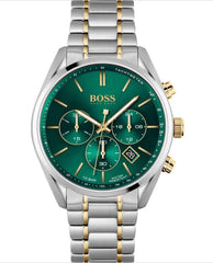 Hugo Boss Champion Green Dial Silver Steel Strap Watch for Men - 1513878 Watches Hugo Boss   