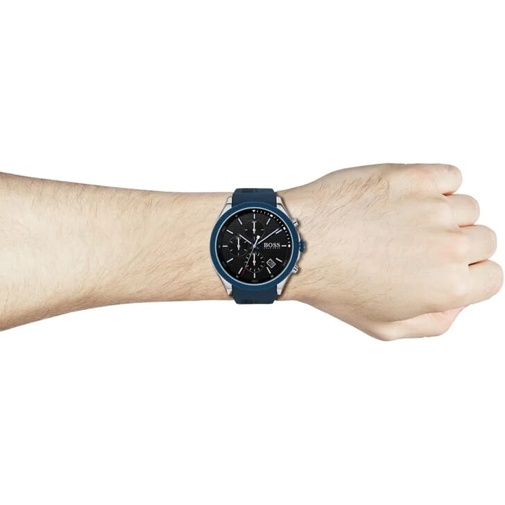 Hugo Boss Velocity Black Dial Blue Rubber Strap Watch for Men - 1513717 Watches Hugo Boss   