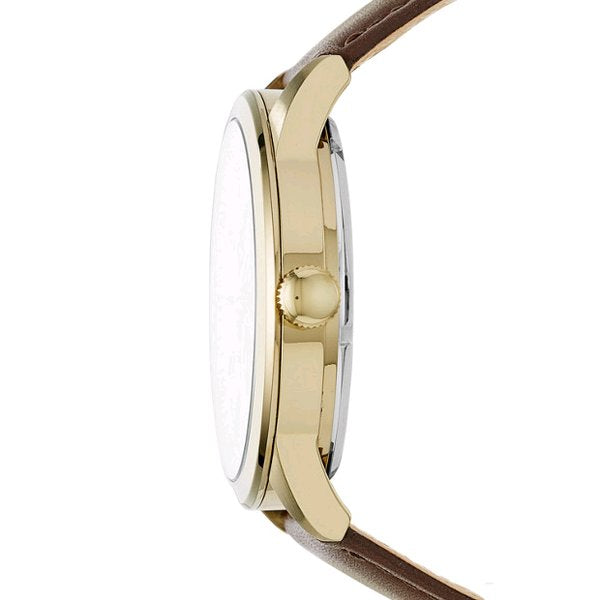 Fossil Flynn Mechanical Skeleton Champagne Dial Brown Leather Strap Watch for Men - BQ2215 Watches Fossil   