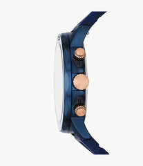 Fossil Bannon Multifunction Blue Dial Blue Silicone Strap Watch for Men - BQ2498 Watches Fossil   