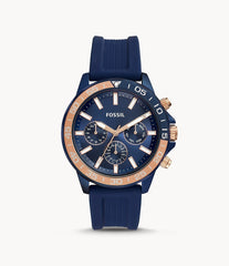 Fossil Bannon Multifunction Blue Dial Blue Silicone Strap Watch for Men - BQ2498 Watches Fossil   