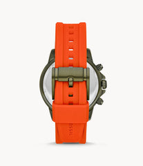 Fossil Bannon Chronograph Grey Dial Orange Silicone Strap Watch for Men - BQ2500 Watches Fossil   