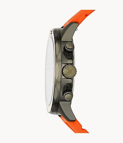 Fossil Bannon Chronograph Grey Dial Orange Silicone Strap Watch for Men - BQ2500 Watches Fossil   