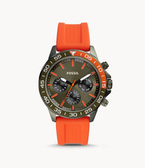 Fossil Bannon Chronograph Grey Dial Orange Silicone Strap Watch for Men - BQ2500 Watches Fossil   