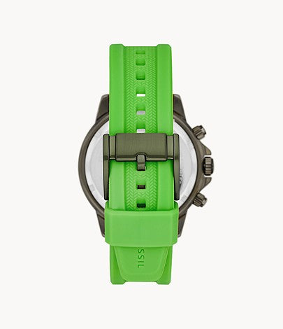 Fossil Bannon Chronograph Grey Dial Green Silicone Strap Watch for Men - BQ2501 Watches Fossil   