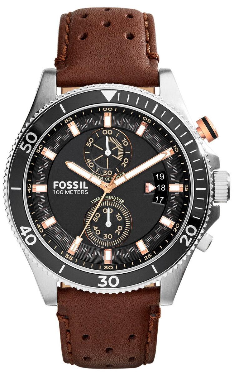 Fossil Wakefield Black Dial Brown Leather Strap Watch for Men - CH2944 Watches Fossil   