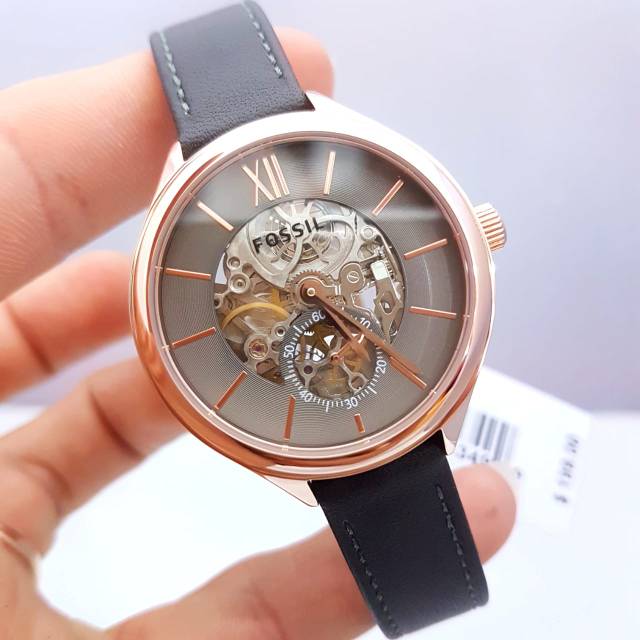 Fossil Suitor Mechanical Grey Dial Grey Leather Strap Watch for Women - BQ3265 Watches Fossil   