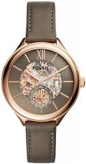 Fossil Suitor Mechanical Grey Dial Grey Leather Strap Watch for Women - BQ3265 Watches Fossil   