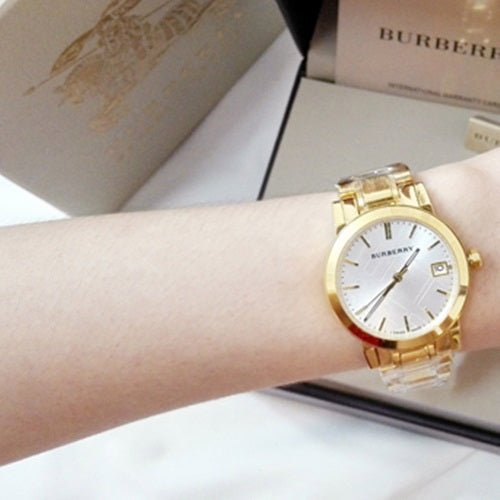 Burberry The City Silver Dial Gold Stainless Steel Strap Unisex Watch - BU9003 Watches Burberry   