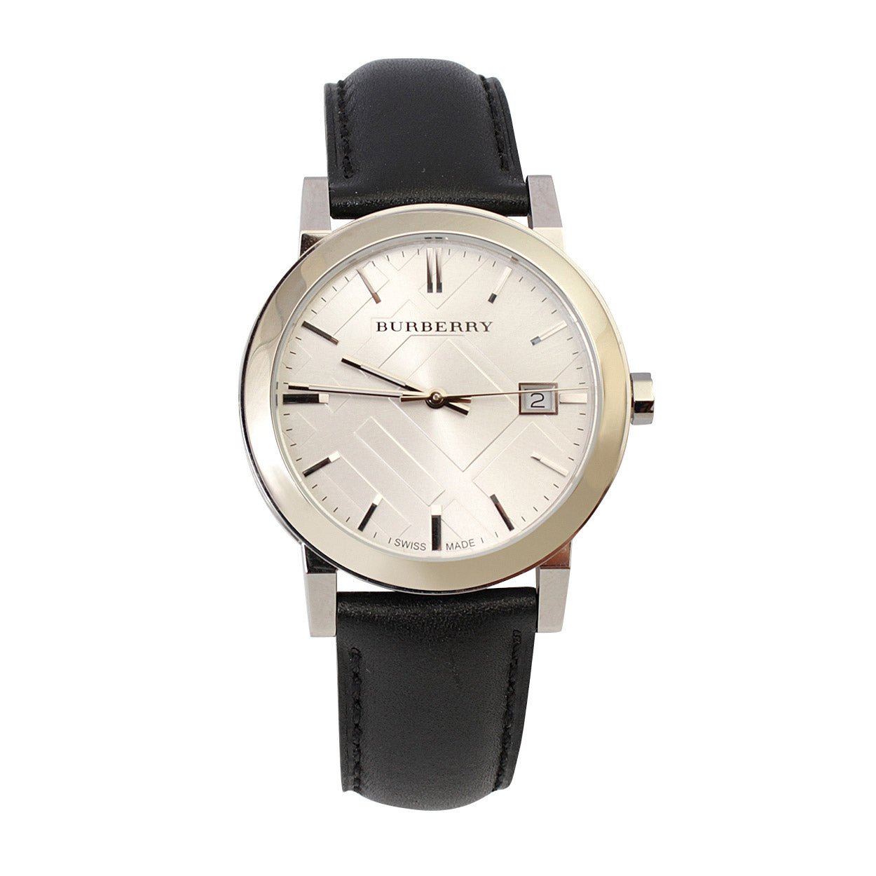 Burberry The City White Dial Black Leather Strap Watch for Men - BU9008 Watches Burberry   