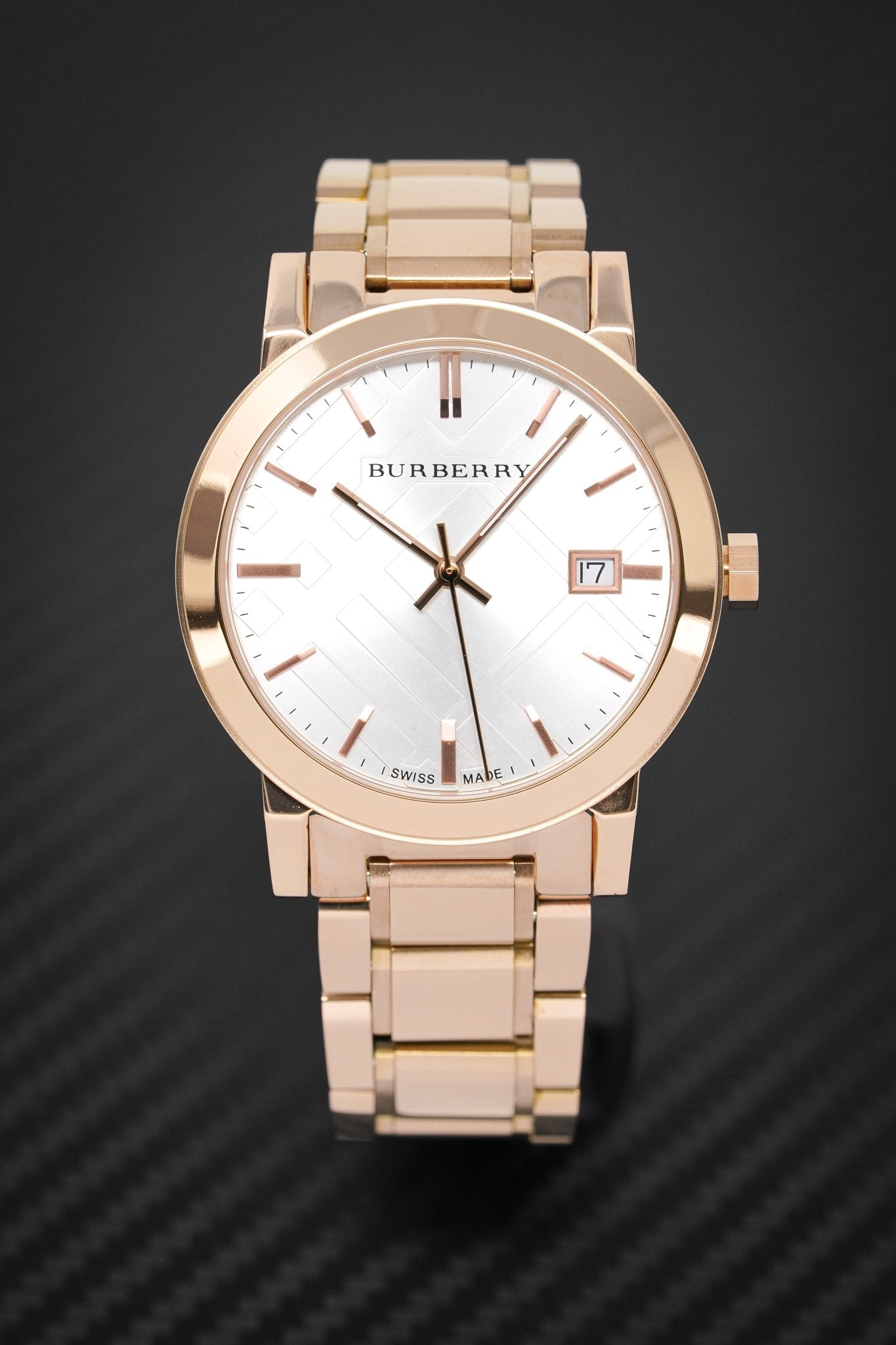 Burberry The City White Dial Rose Gold Stainless Steel Strap Watch for Women - BU9004 Watches Burberry   