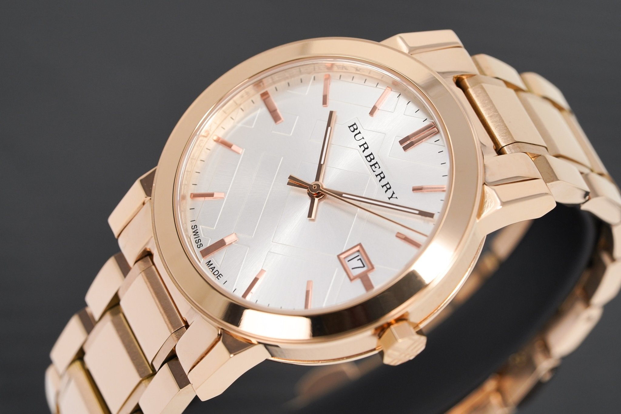 Burberry The City White Dial Rose Gold Stainless Steel Strap Watch for Women - BU9004 Watches Burberry   