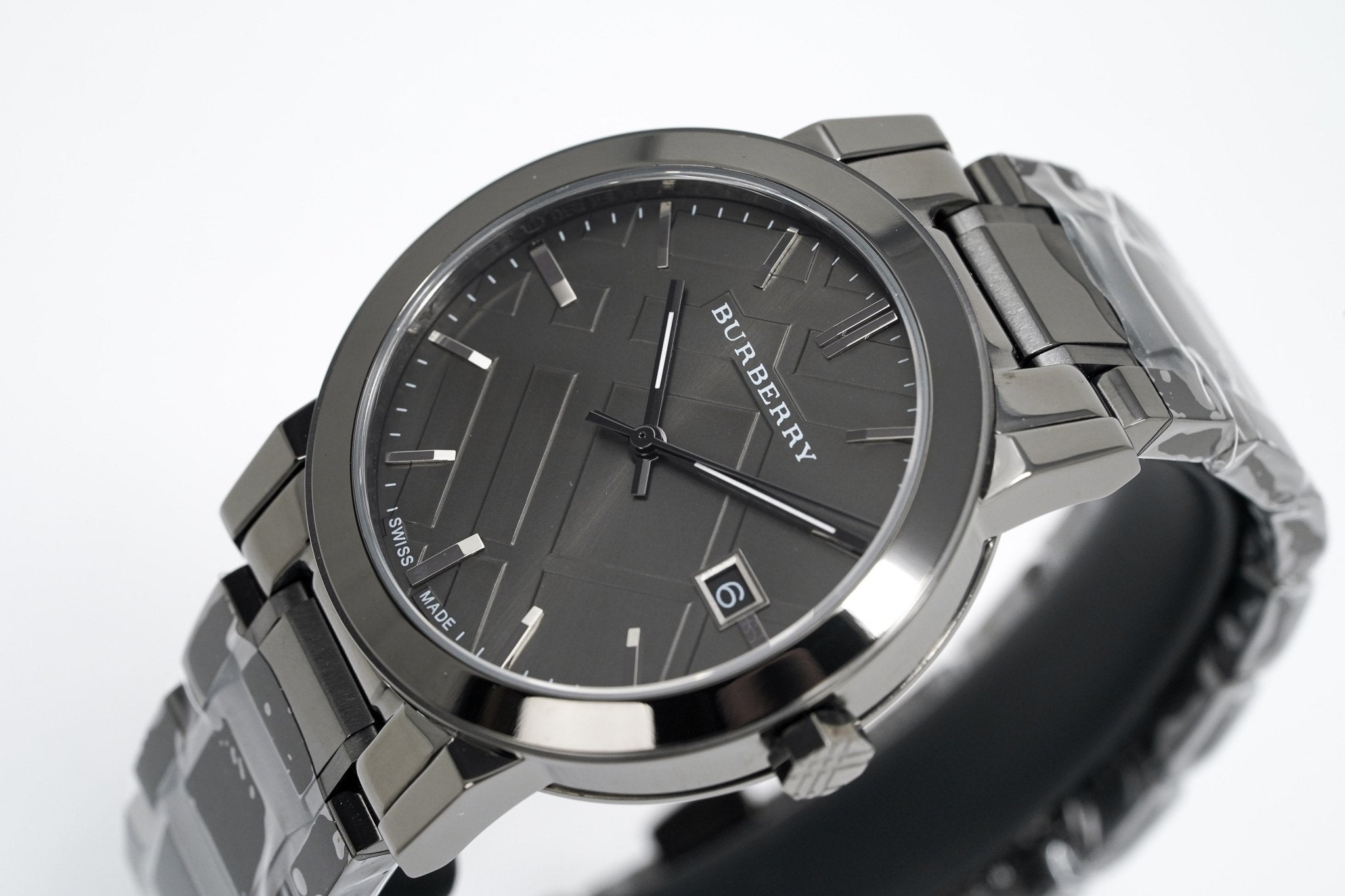 Burberry The City Gunmetal Dial Stainless Steel Strap Watch for Men - BU9007 Watches Burberry   