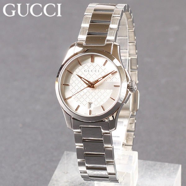 Gucci G Timeless Silver Dial Silver Steel Strap Watch For Women - YA126523 Watches Gucci   