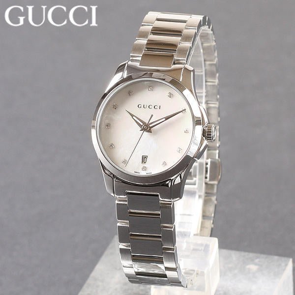 Gucci G Timeless Mother of Pearl Dial Silver Steel Strap Watch For Women - YA126542 Watches Gucci   